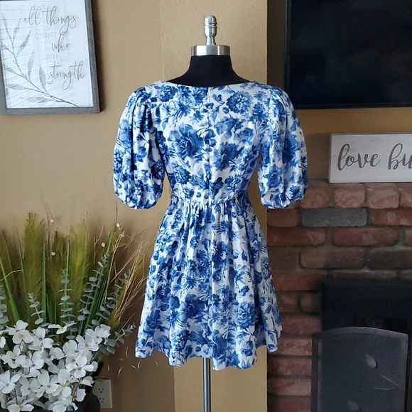 Abercrombie & Fitch Blue Floral Dress - Picture 10 of 16